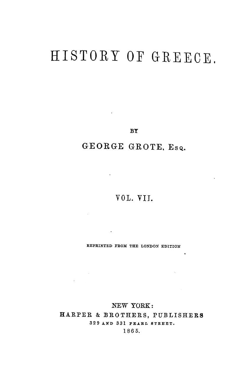 History of greecerepr from the london ed. vol. 7 by 1865