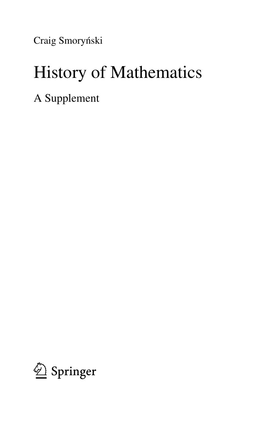 History of mathematics : a supplement by C Smoryński