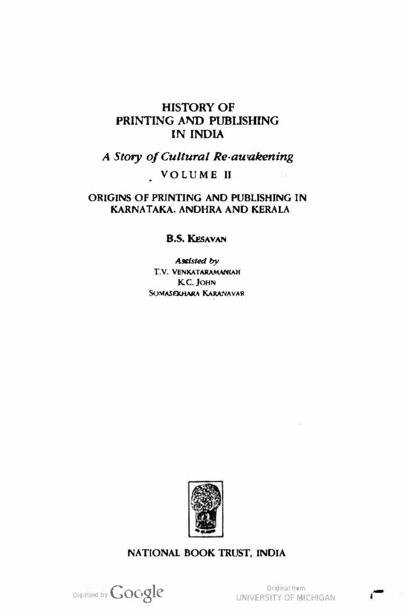 History of printing and publishing in India-a story of cultural re-awakening_Volume 2 by Bellary Shamanna Kesavan