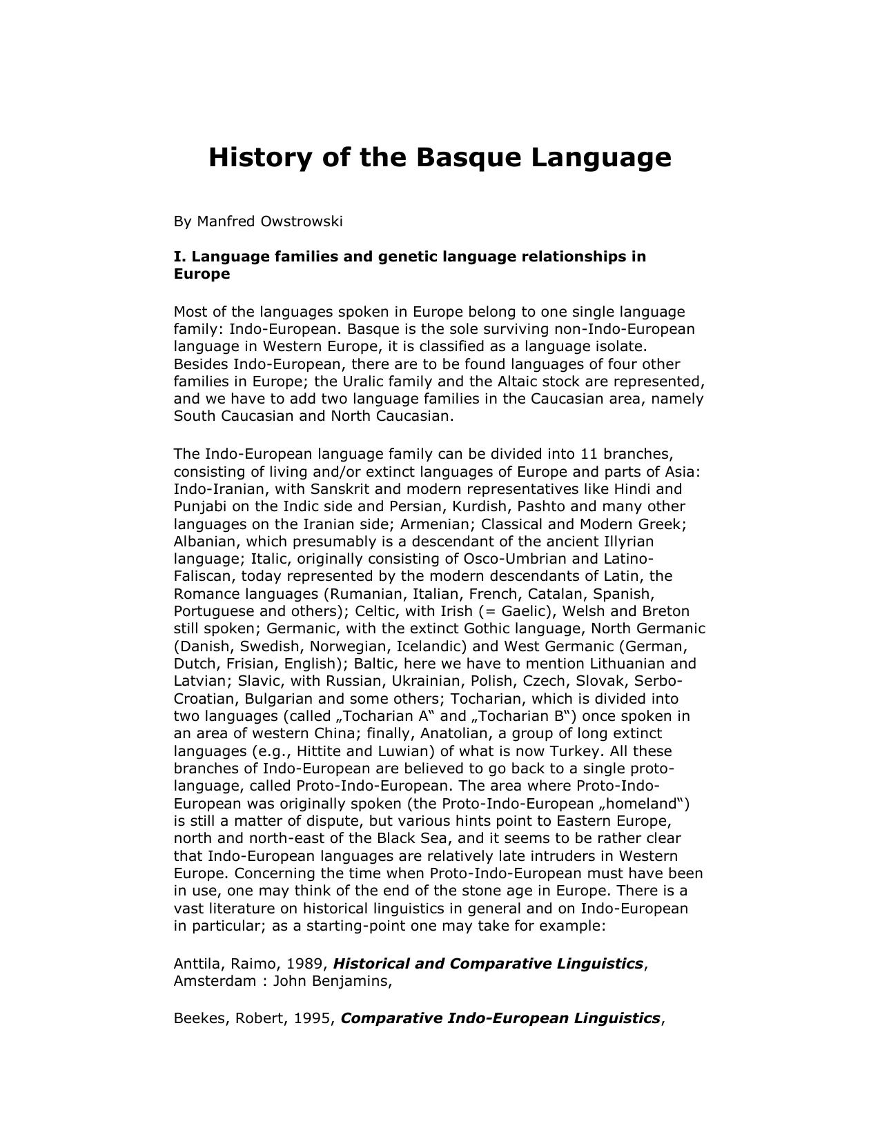 History of the Basque Language by Brian Imhoff
