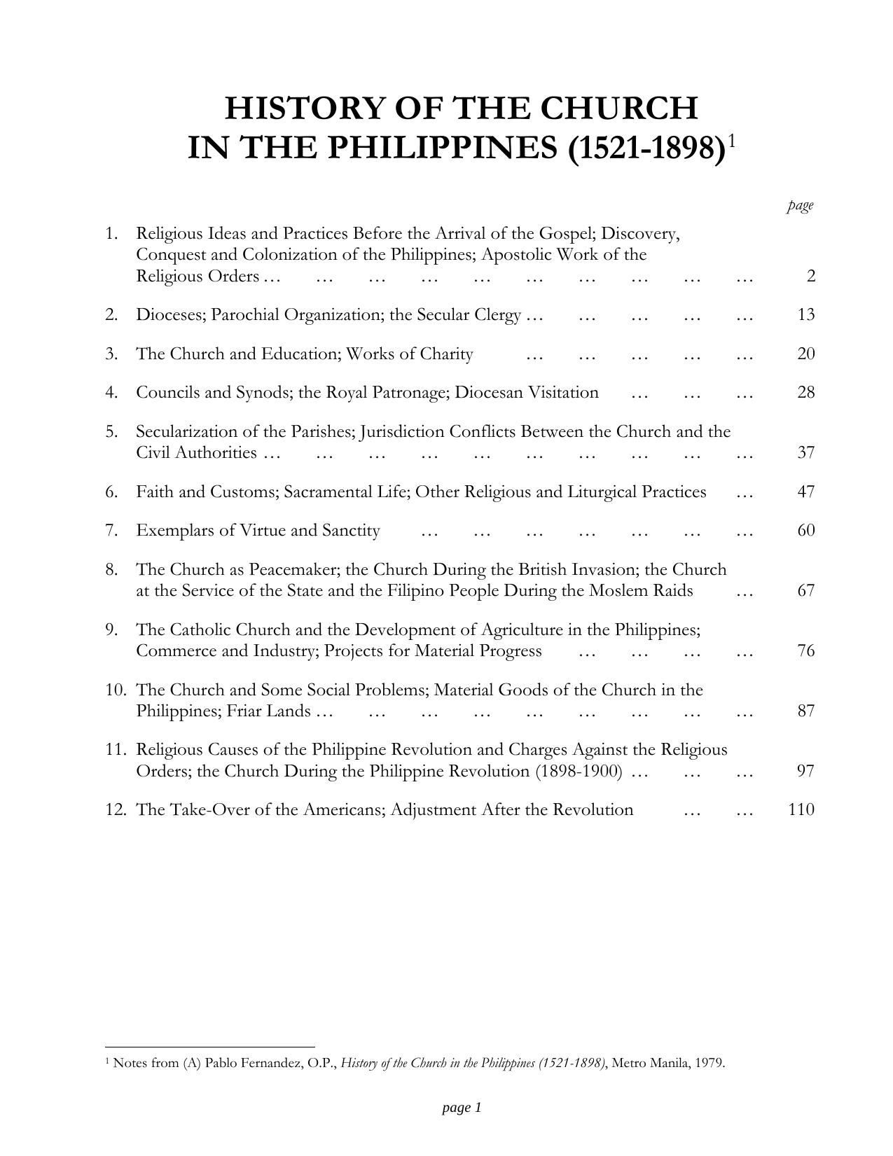 History of the Church in the Philippines (1521-1898) (detailed notes) by Pablo Fernandez O.P