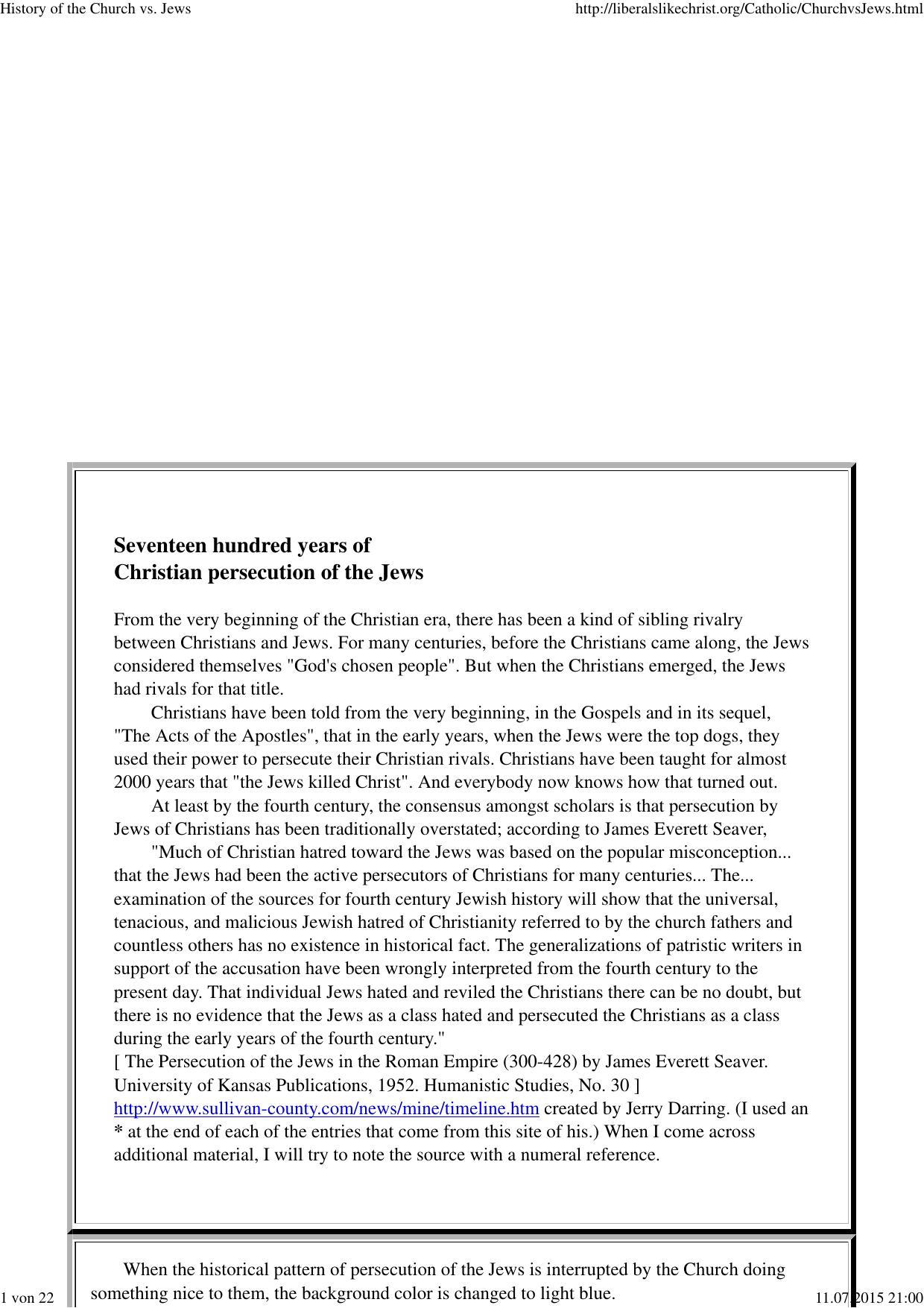 History of the Church vs. Jews by Andi
