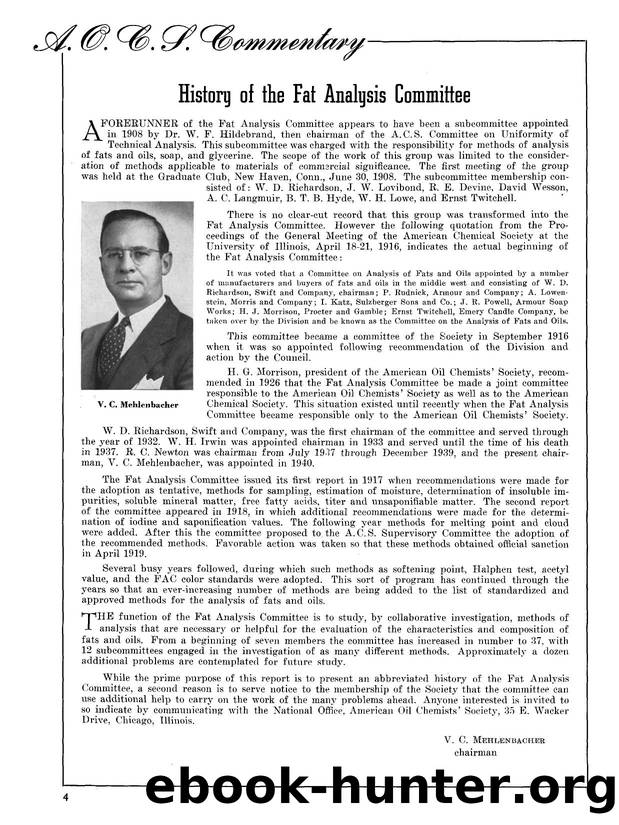History of the Fat Analysis Committee by Unknown