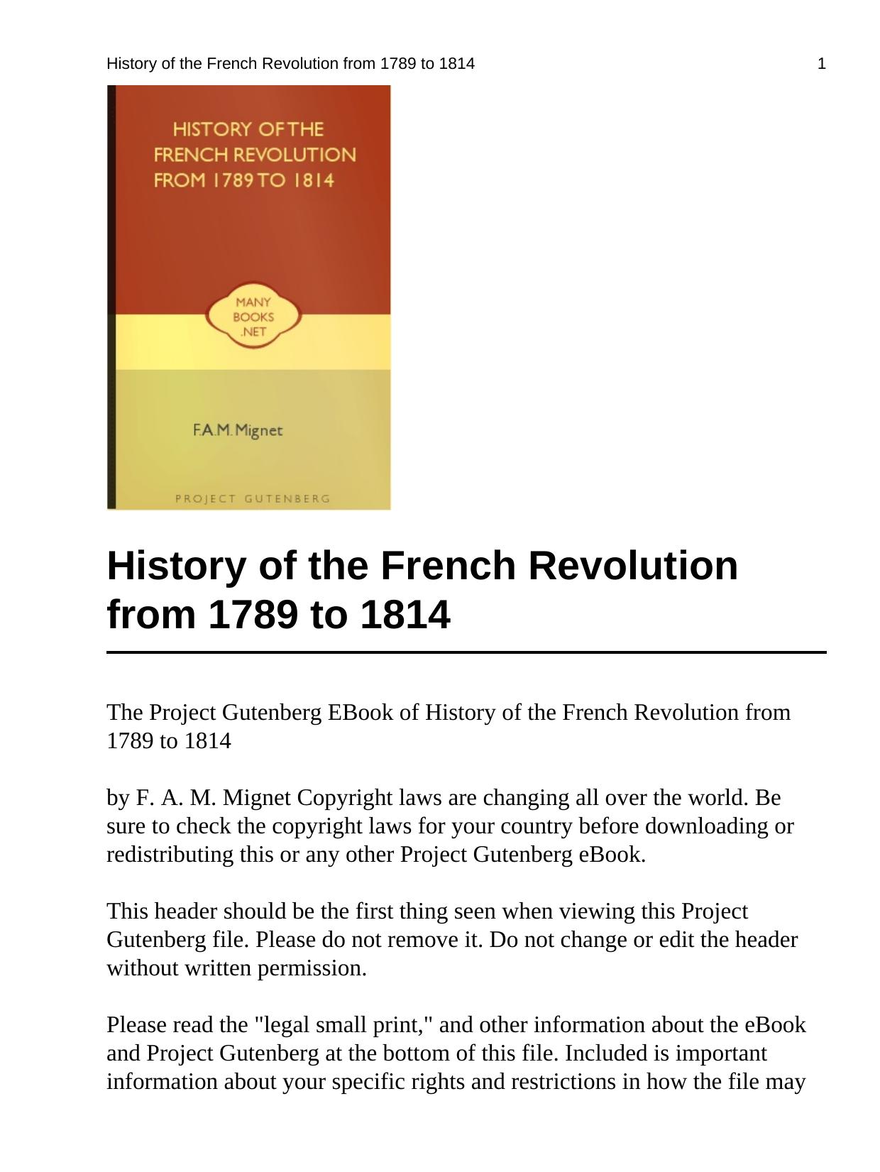 History of the French Revolution from 1789 to 1814 by Unknown