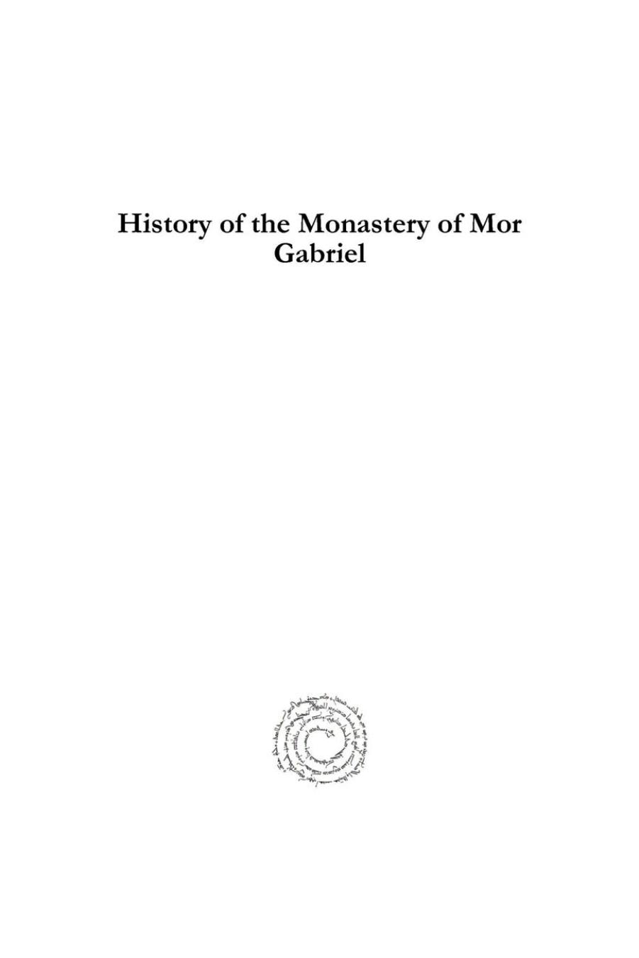 History of the Monastery of Mor Gabriel by Philoxenos Yuhanon Dolabani