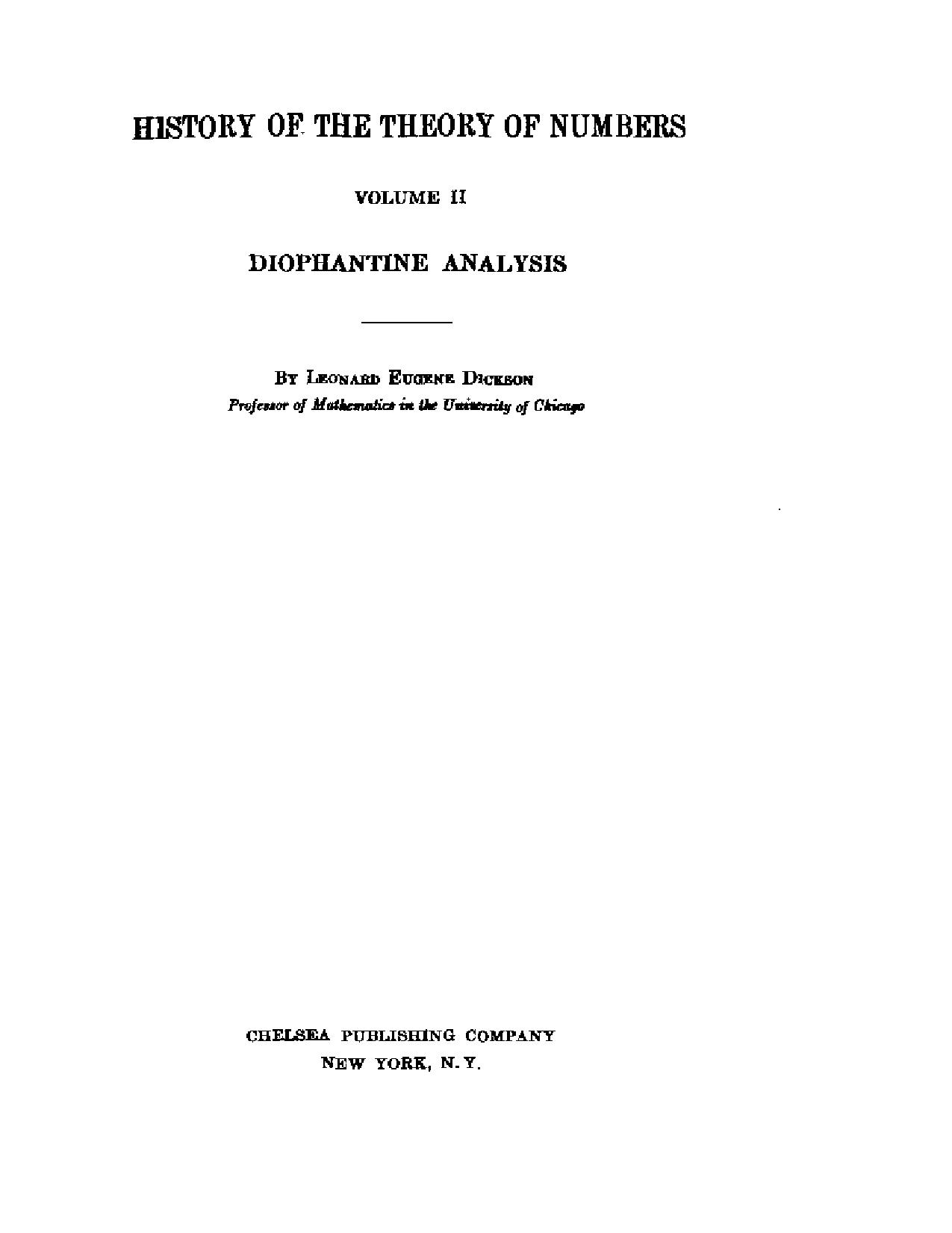 History of the Theory of Numbers, Volume II Diophantine Ana.djvu by bruce