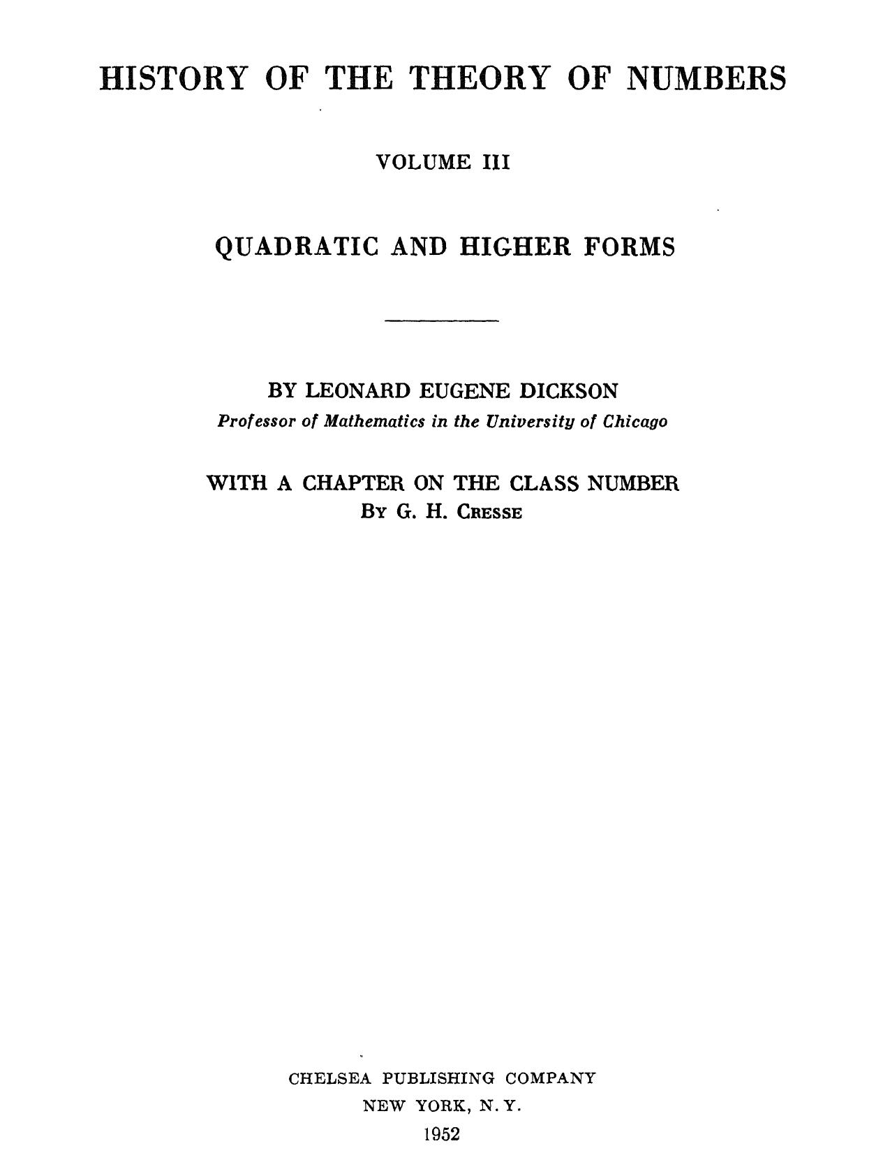 History of the Theory of Numbers, Volume III Quadratic and .djvu by bruce