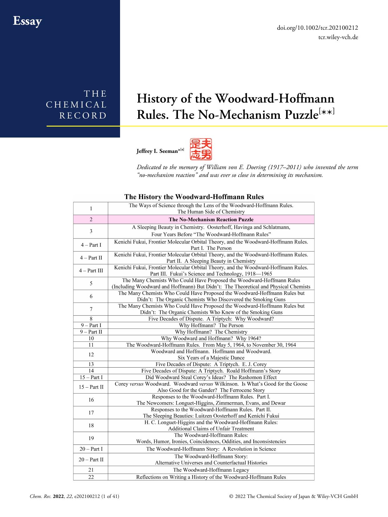 History of the WoodwardâHoffmann Rules. The NoâMechanism Puzzle** by Unknown