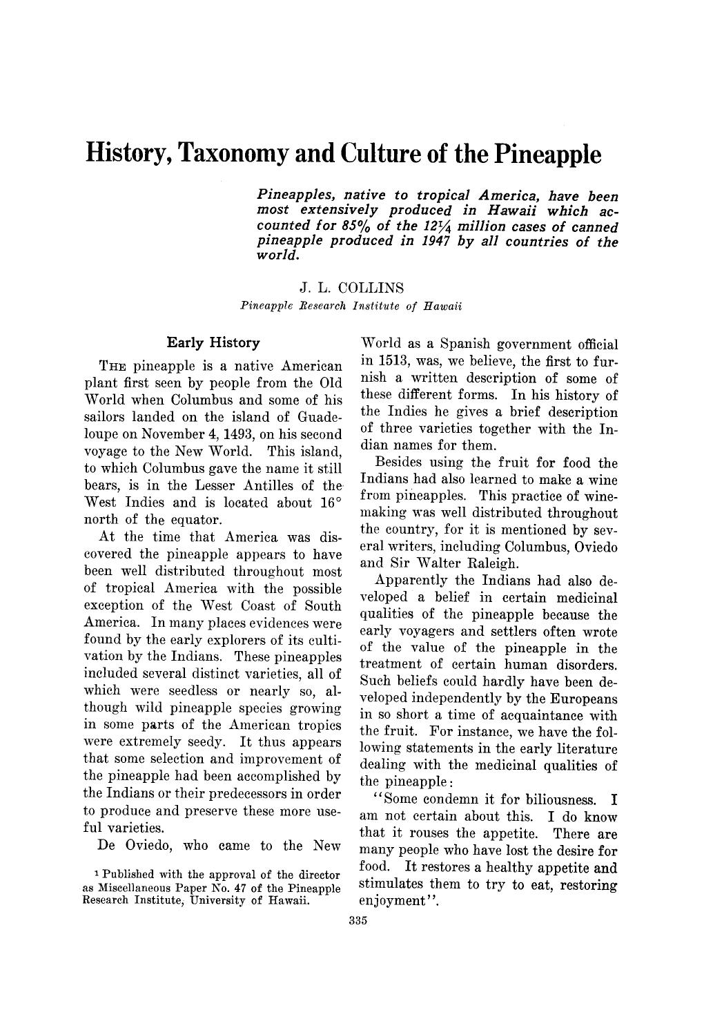 History, taxonomy and culture of the pineapple by Unknown