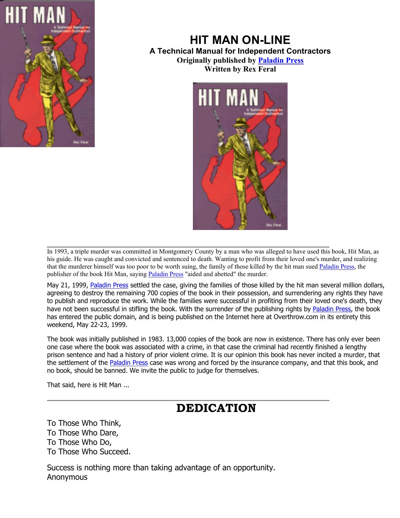 Hit Man - BANNED BY the FBI by Rex Feral