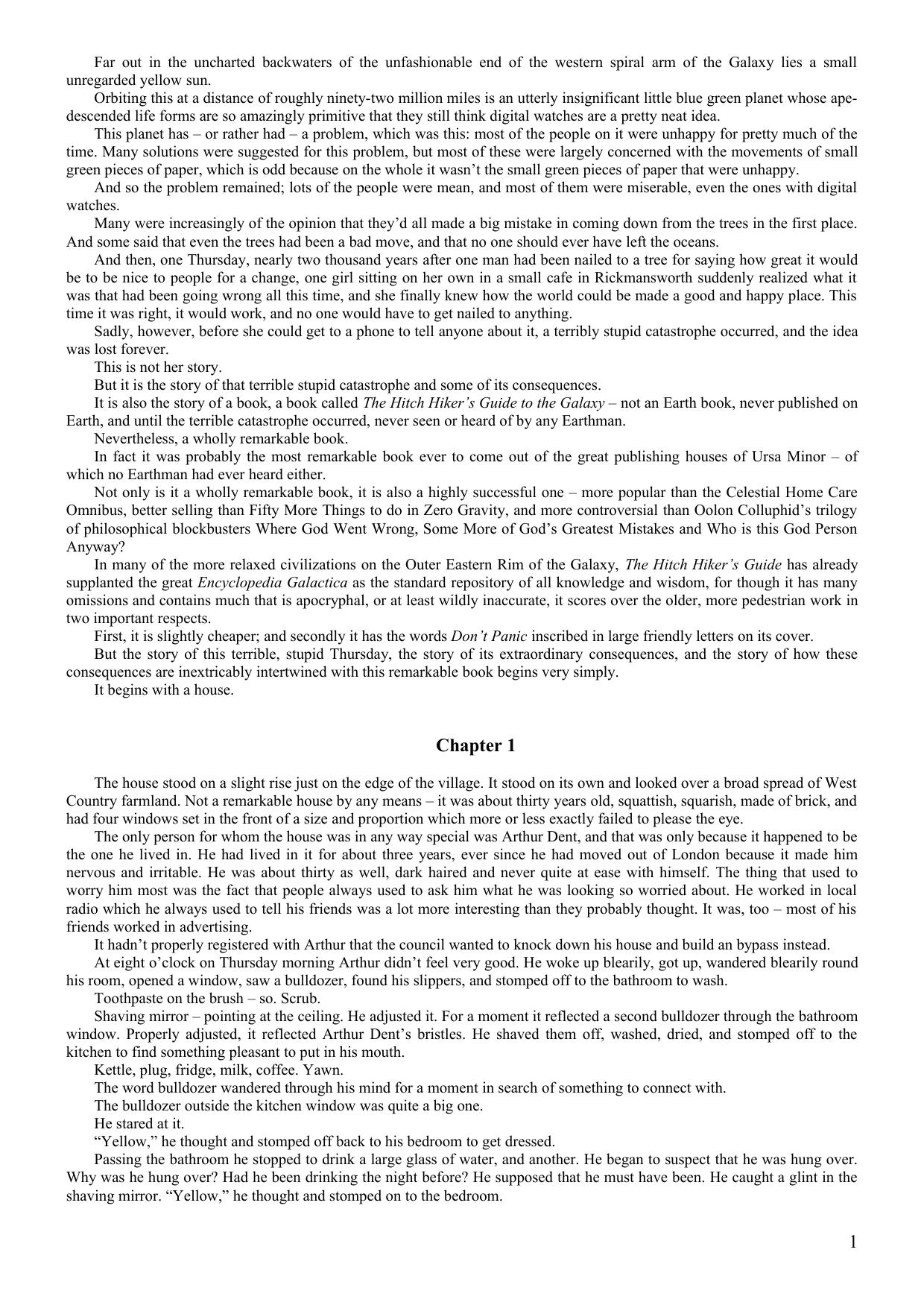 Hitchhikers Guide To The Galaxy by Adams Douglas