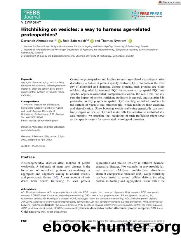 Hitchhiking on vesicles: a way to harness ageârelated proteopathies? by Unknown