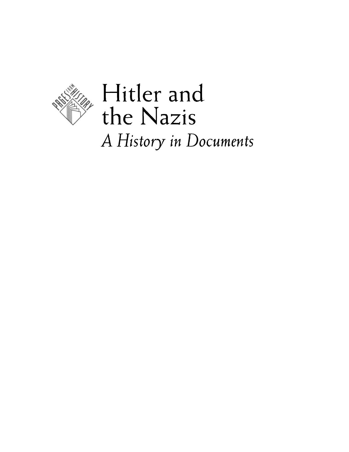 Hitler and the Nazis-A History in Documents by David F. Crew