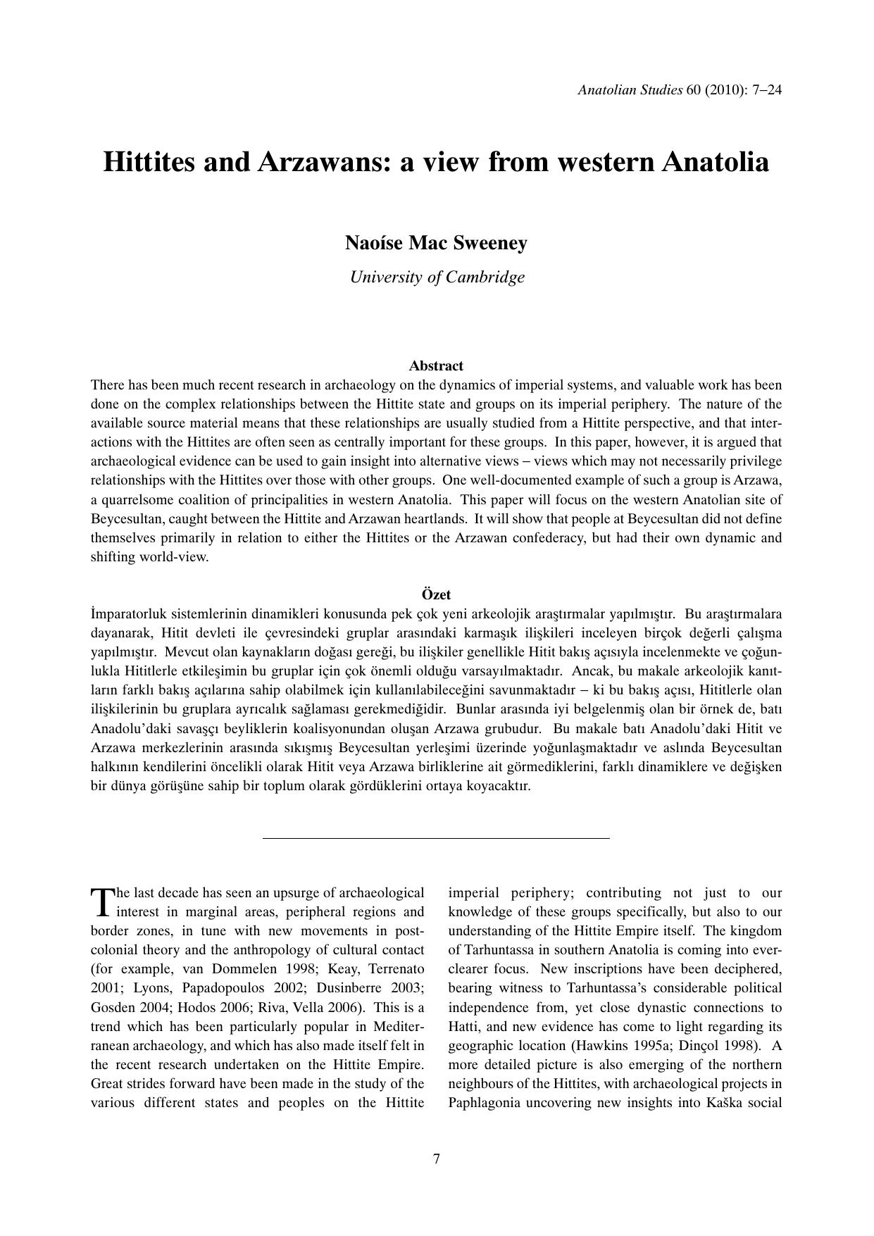 Hittites and Arzawans: a view from western Anatolia by Mac Sweeney N