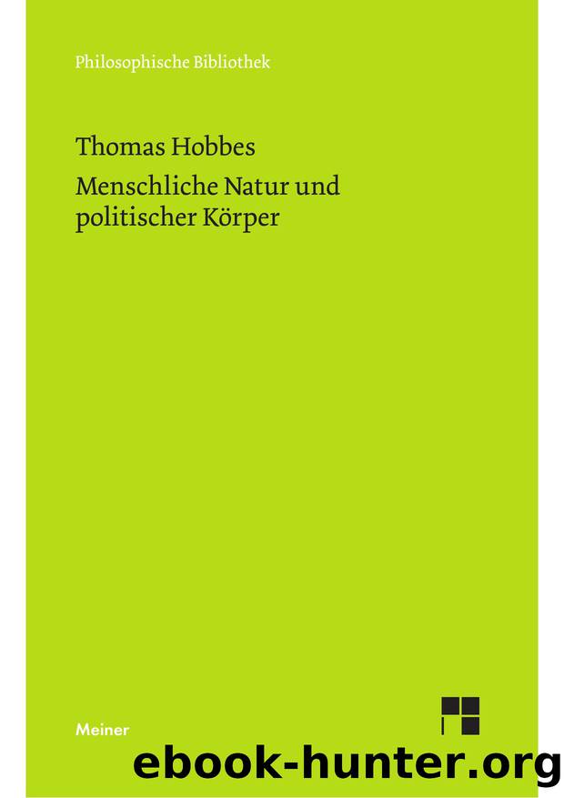 Hobbes by Menschliche Natur und politischer Körper (9783787329939)