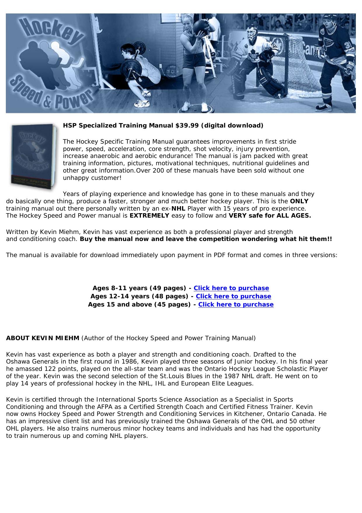 Hockey Speed And Power Training. by Best of Kuszter's Collection