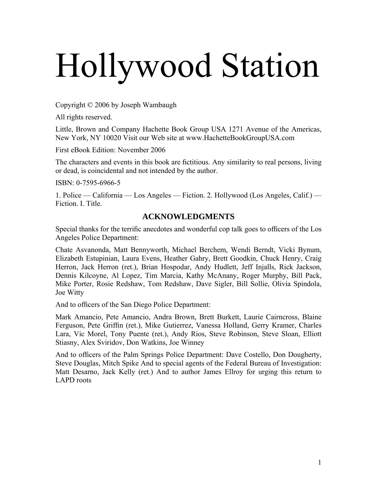 Hollywood Station by Joseph Wambaugh