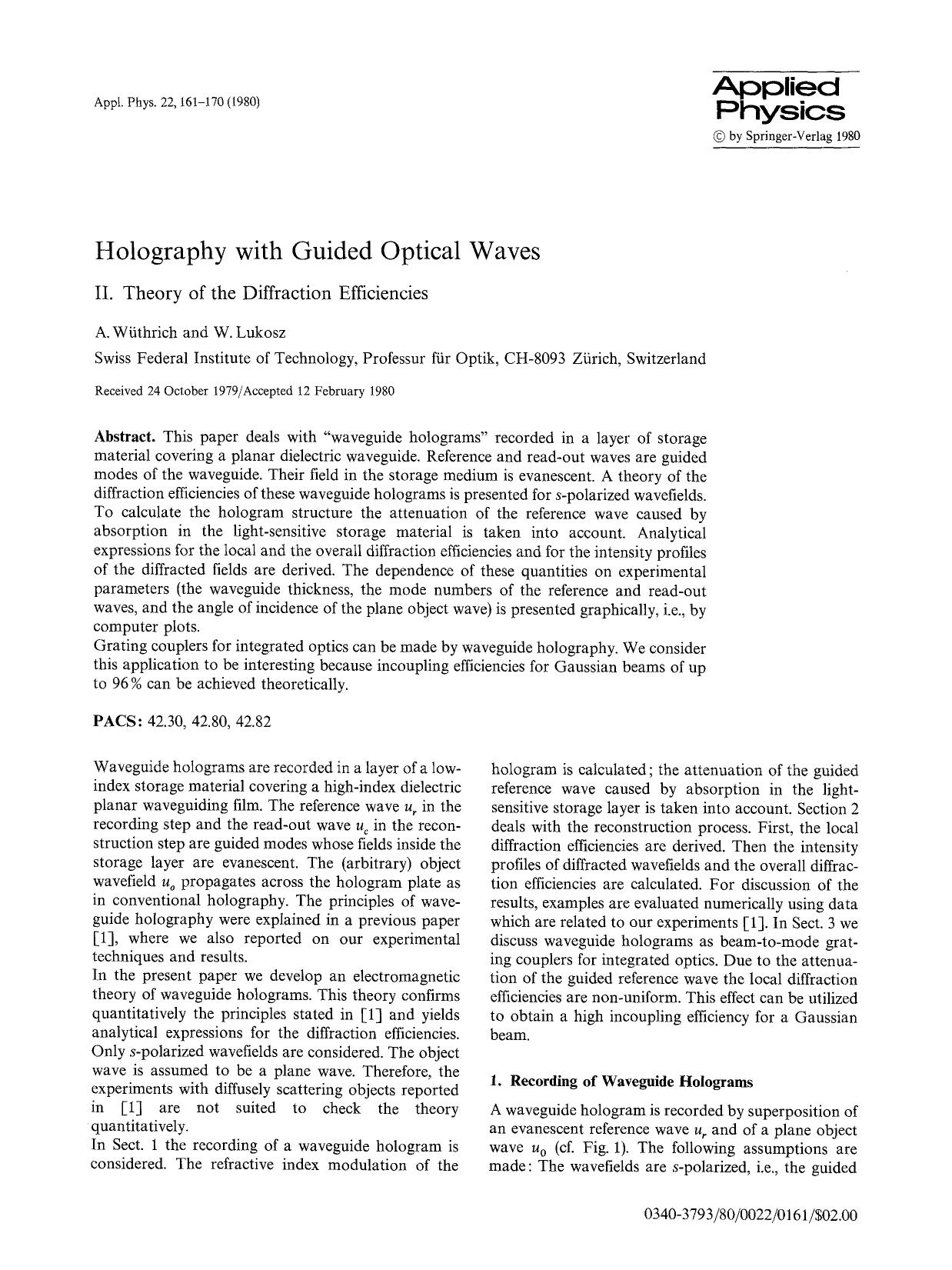 Holography with guided optical waves by Unknown