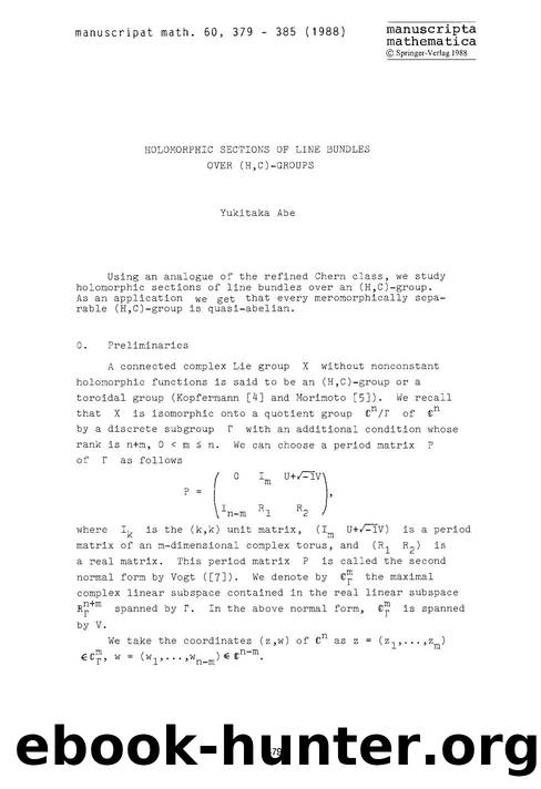 Holomorphic sections of line bundles over (H,C)-groups by Unknown
