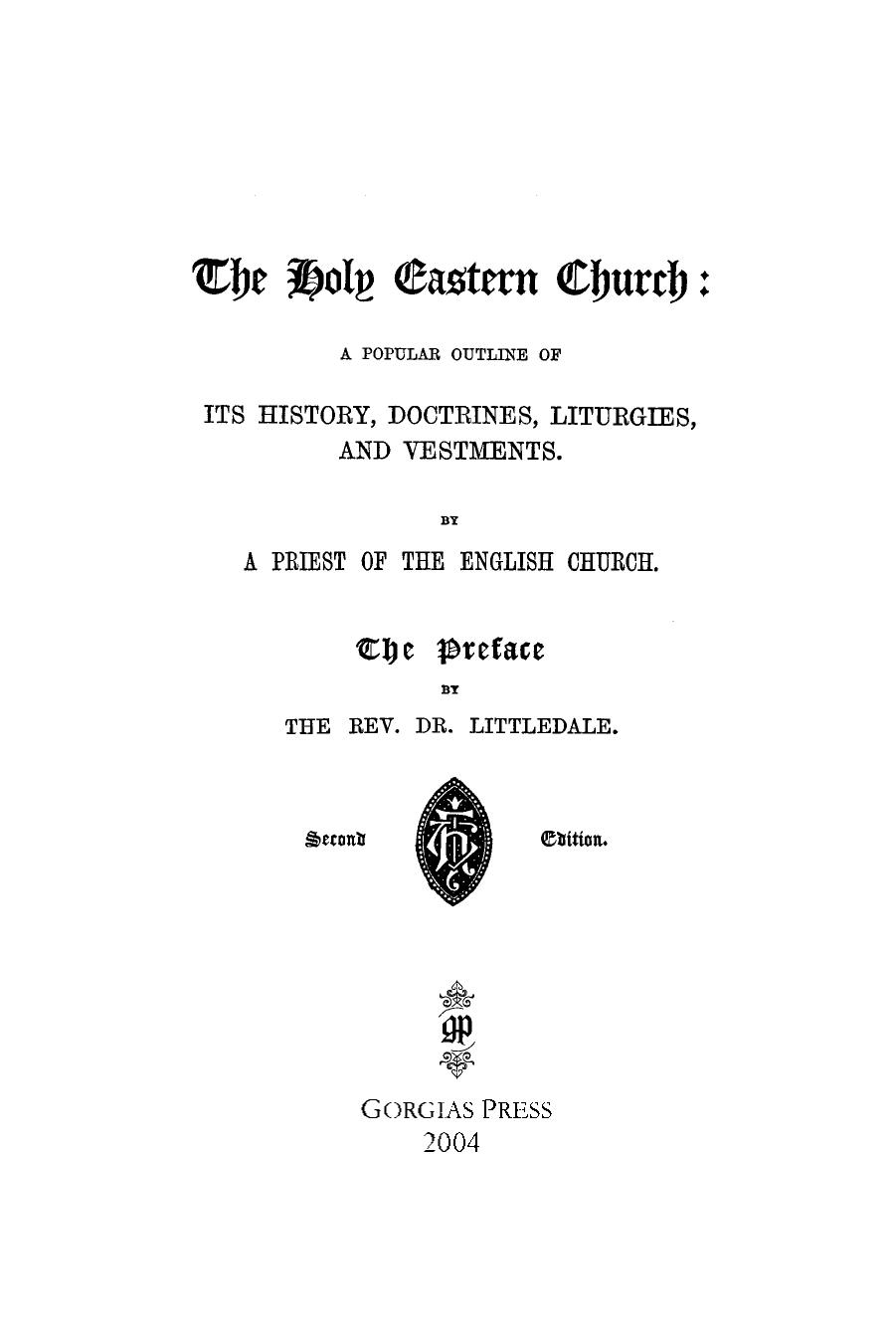 Holy Eastern Church by Richard Frederick Littledale