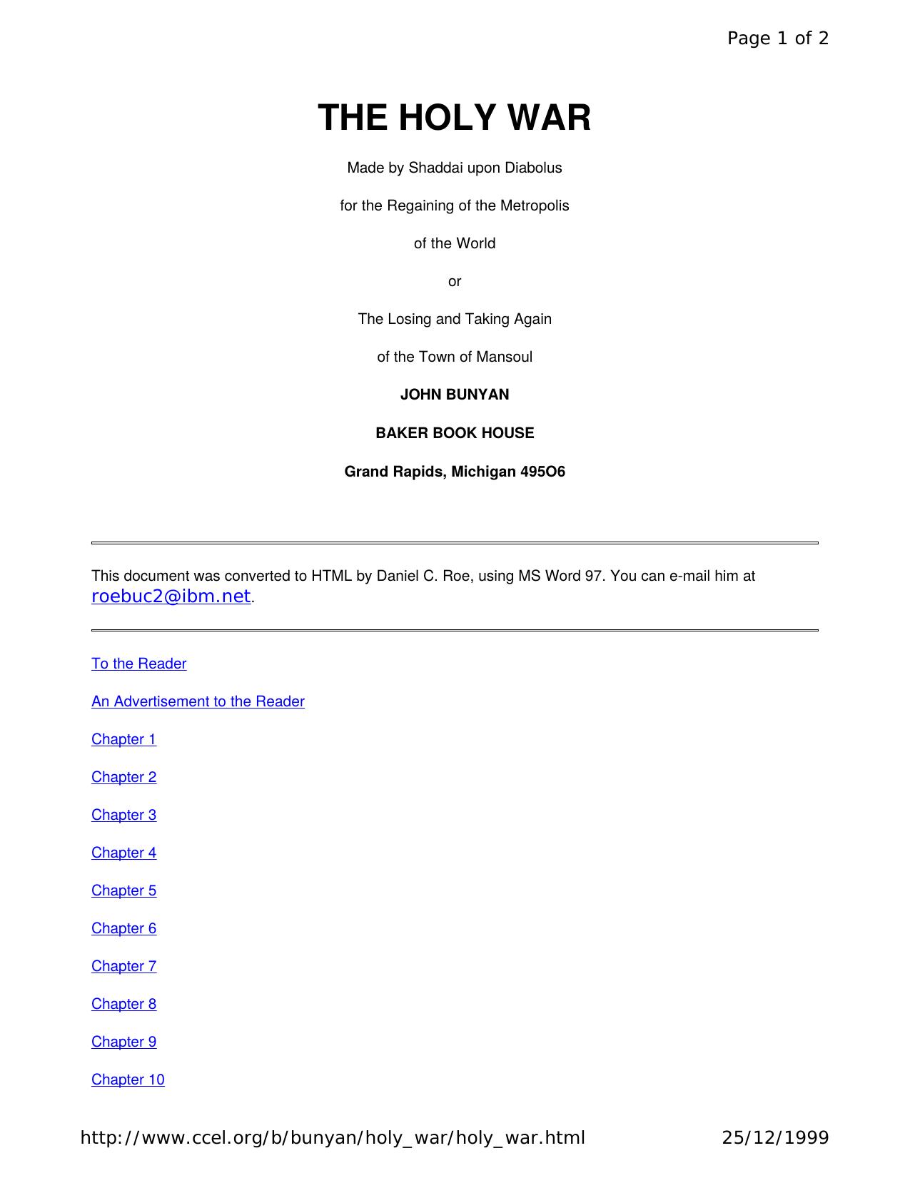 Holy War by John Bunyan
