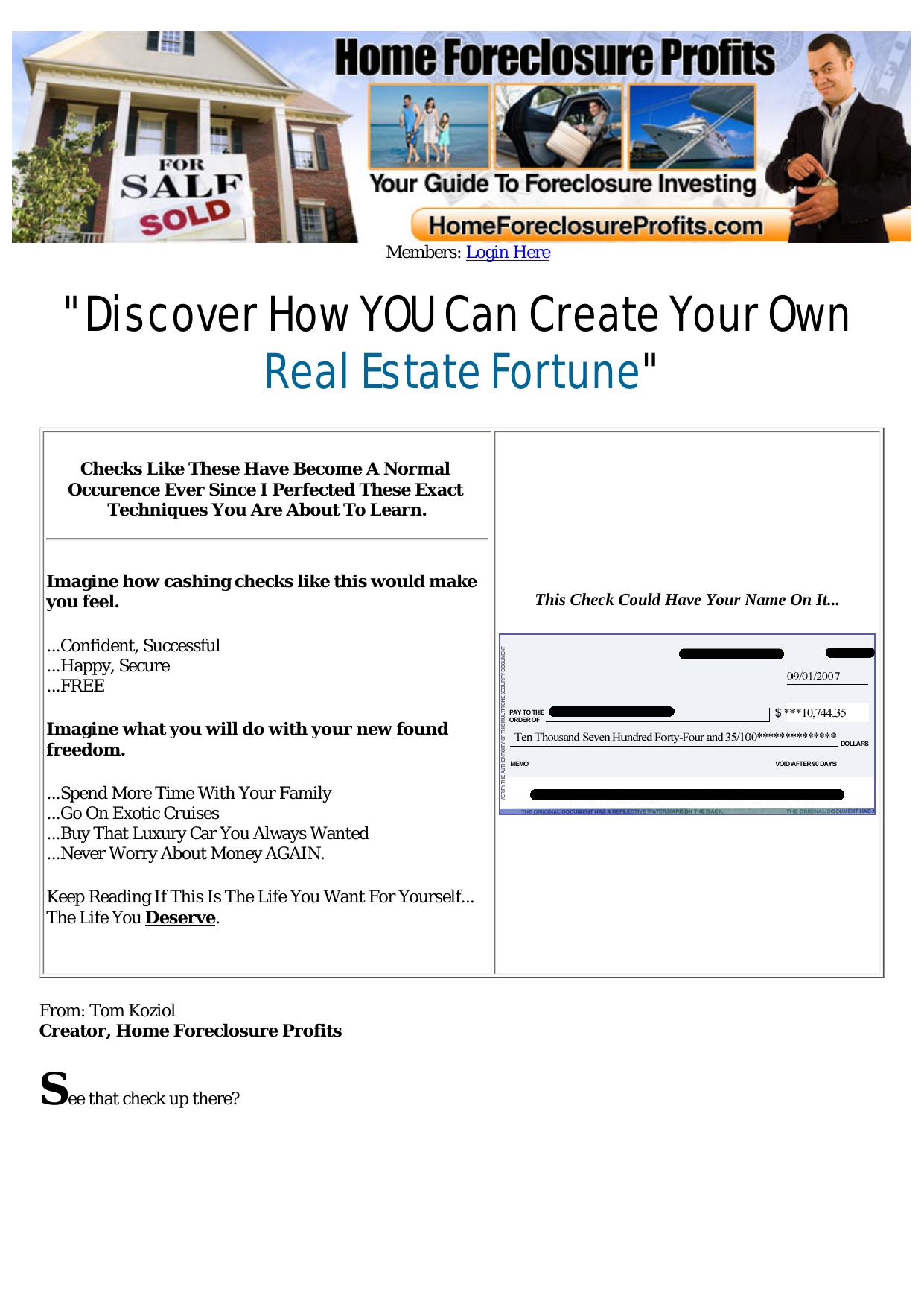 Home Foreclosure Profits. by Best of Kuszter's Collection