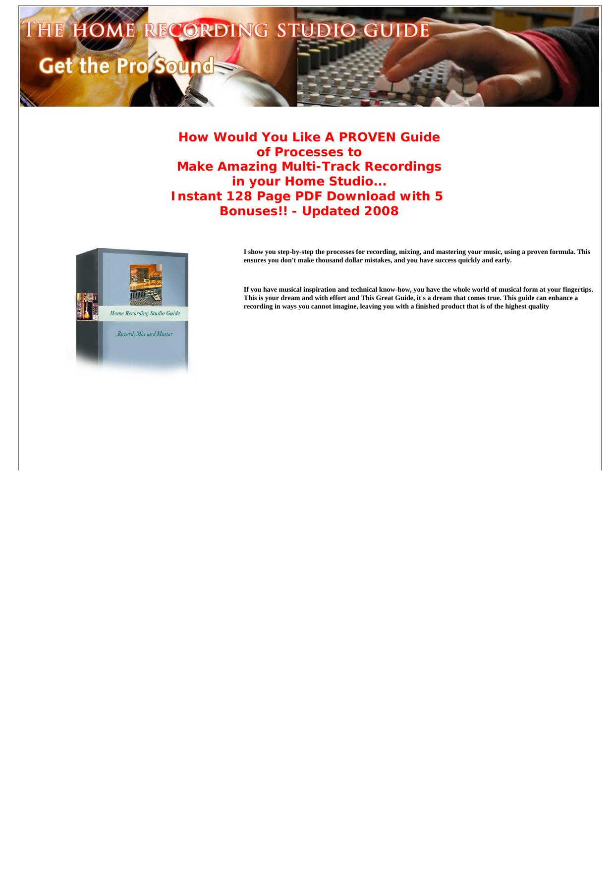 Home Recording Studio Guide - Learn To Record, Mix And Master. by Best of Kuszter's Collection