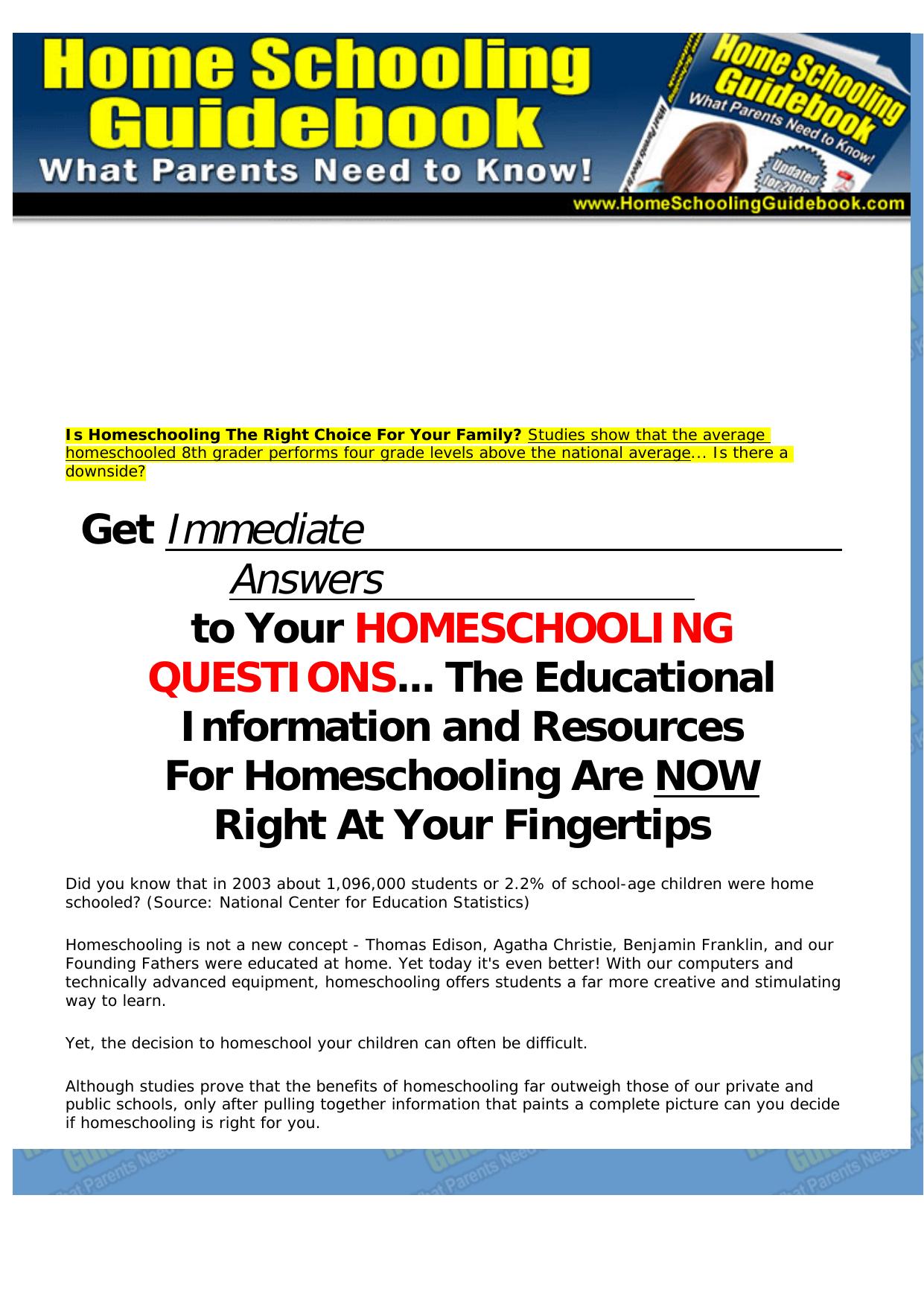 Home Schooling Guidebook. by Best of Kuszter's Collection