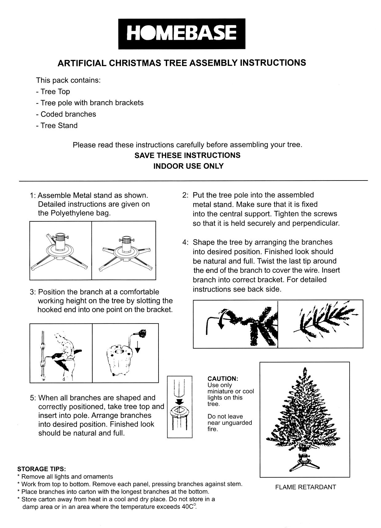 Homebase Artificial Christmas Tree Assembly Instructions by Unknown
