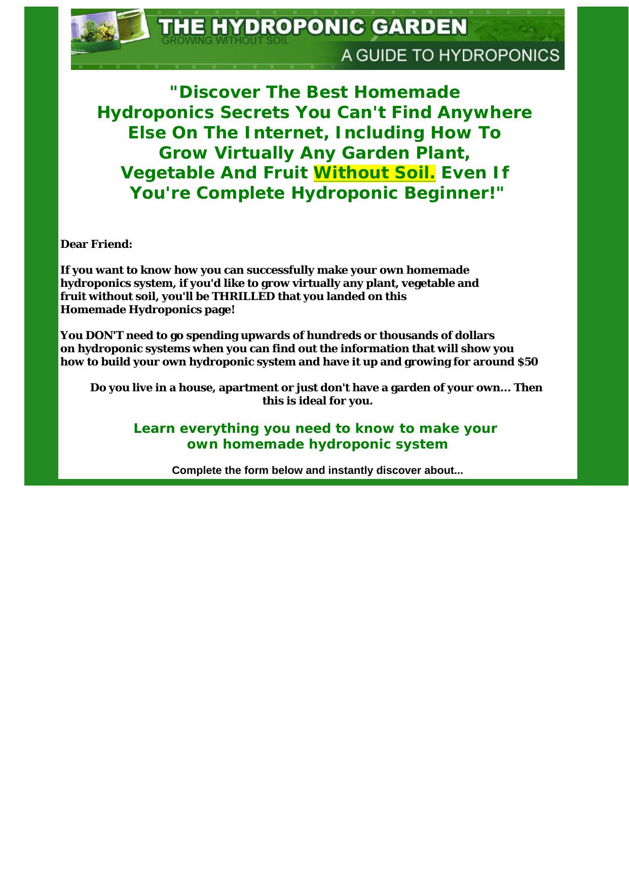 Homemade Hydroponics. by Best of Kuszter's Collection