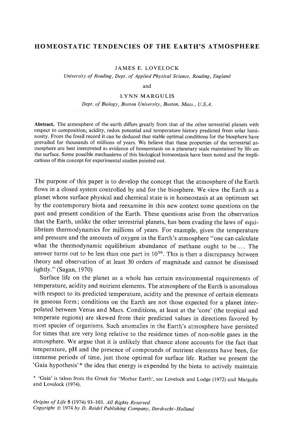 Homeostatic tendencies of the Earth's atmosphere by Unknown