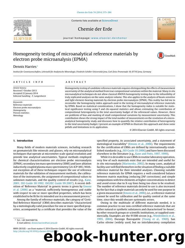 Homogeneity testing of microanalytical reference materials by electron probe microanalysis (EPMA) by Dennis Harries