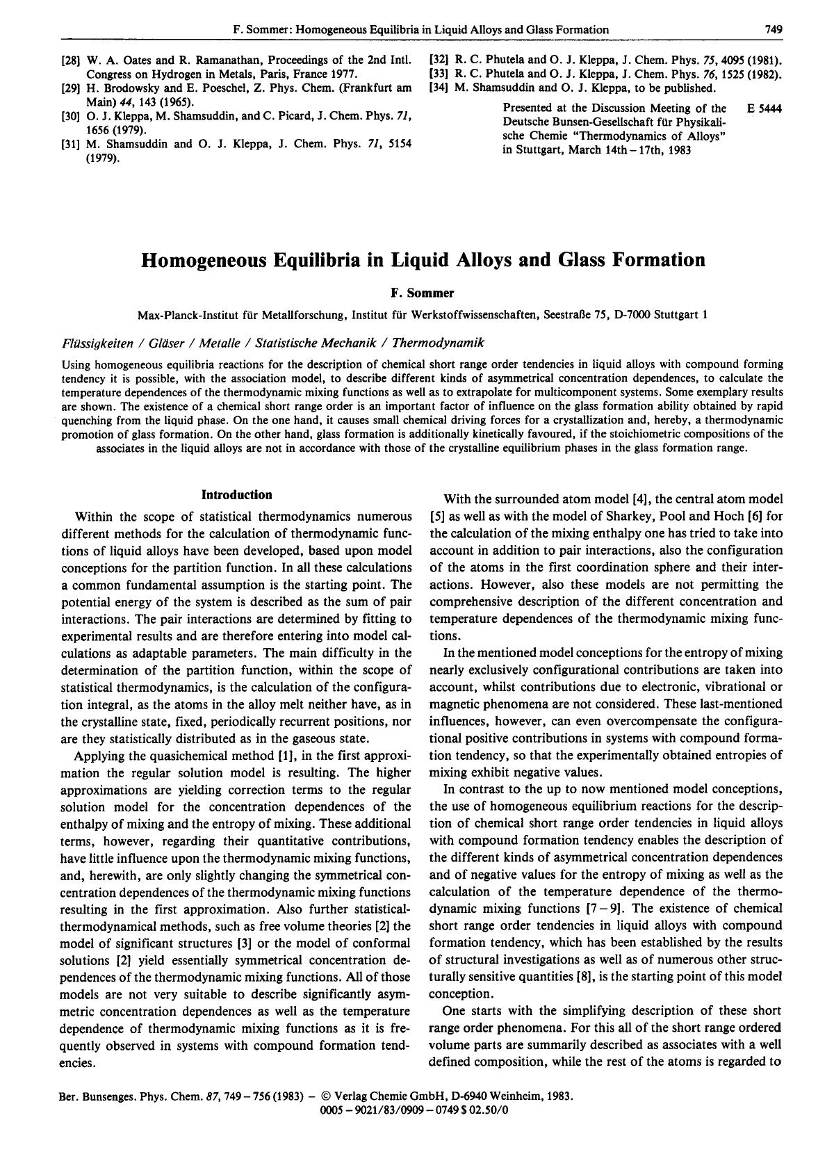 Homogeneous Equilibria in Liquid Alloys and Glass Formation by Unknown