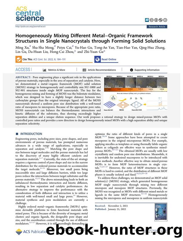 Homogeneously Mixing Different MetalâOrganic Framework Structures in Single Nanocrystals through Forming Solid Solutions by unknow