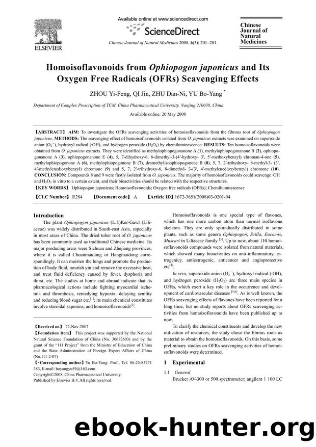 Homoisoflavonoids from Ophiopogon japonicus and Its Oxygen Free Radicals (OFRs) Scavenging Effects by ZHOU; Yi-Feng QI; Jin ZHU; Dan-Ni YU