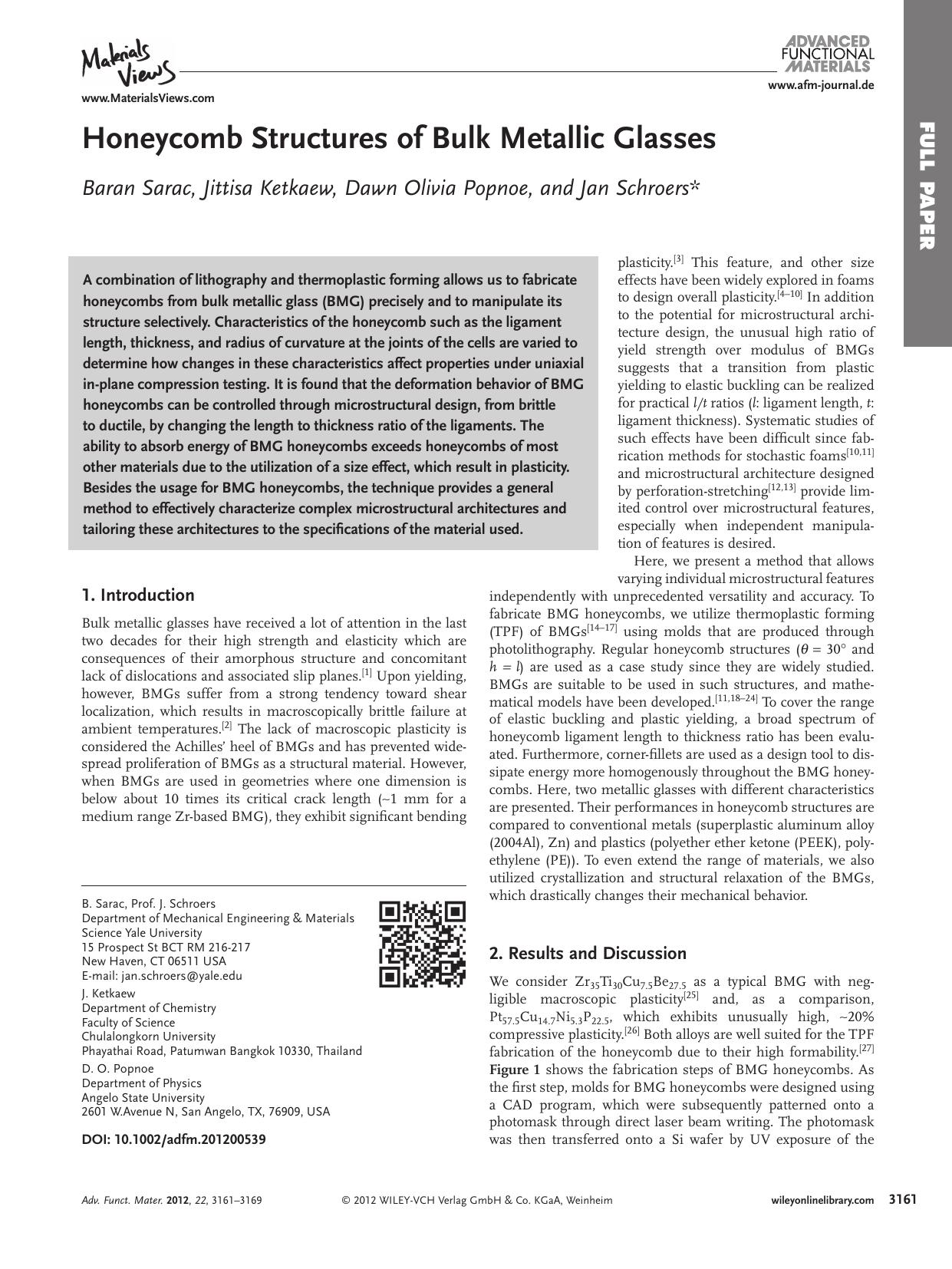 Honeycomb Structures of Bulk Metallic Glasses by vng