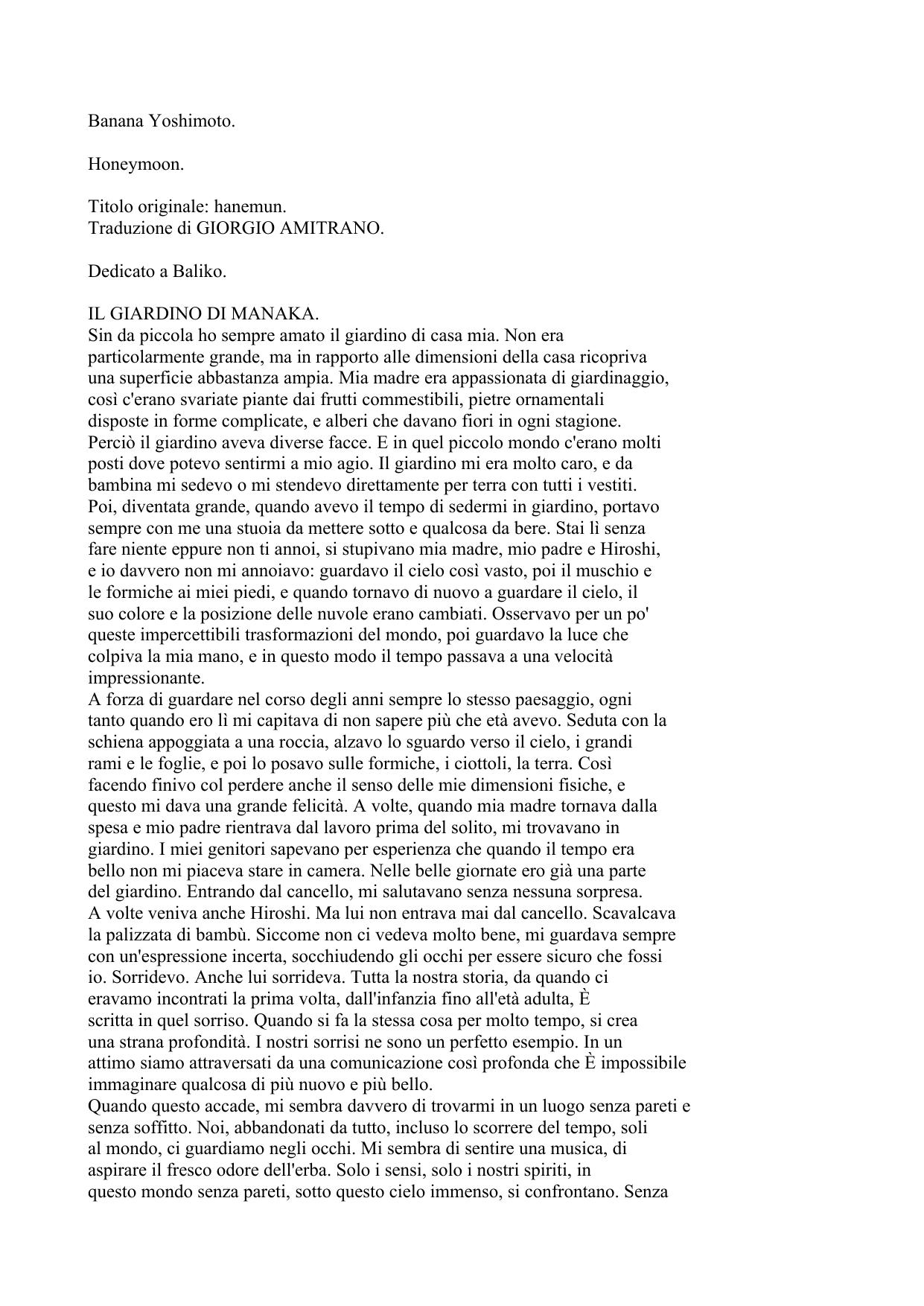 Honeymoon by Banana Yoshimoto