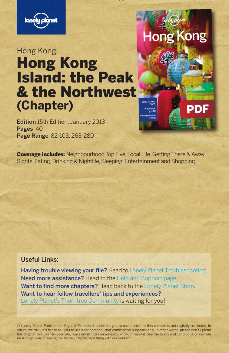 Hong Kong 15 - Hong Kong Island: the Peak & the Northwest (Chapter) by Lonely Planet Publications
