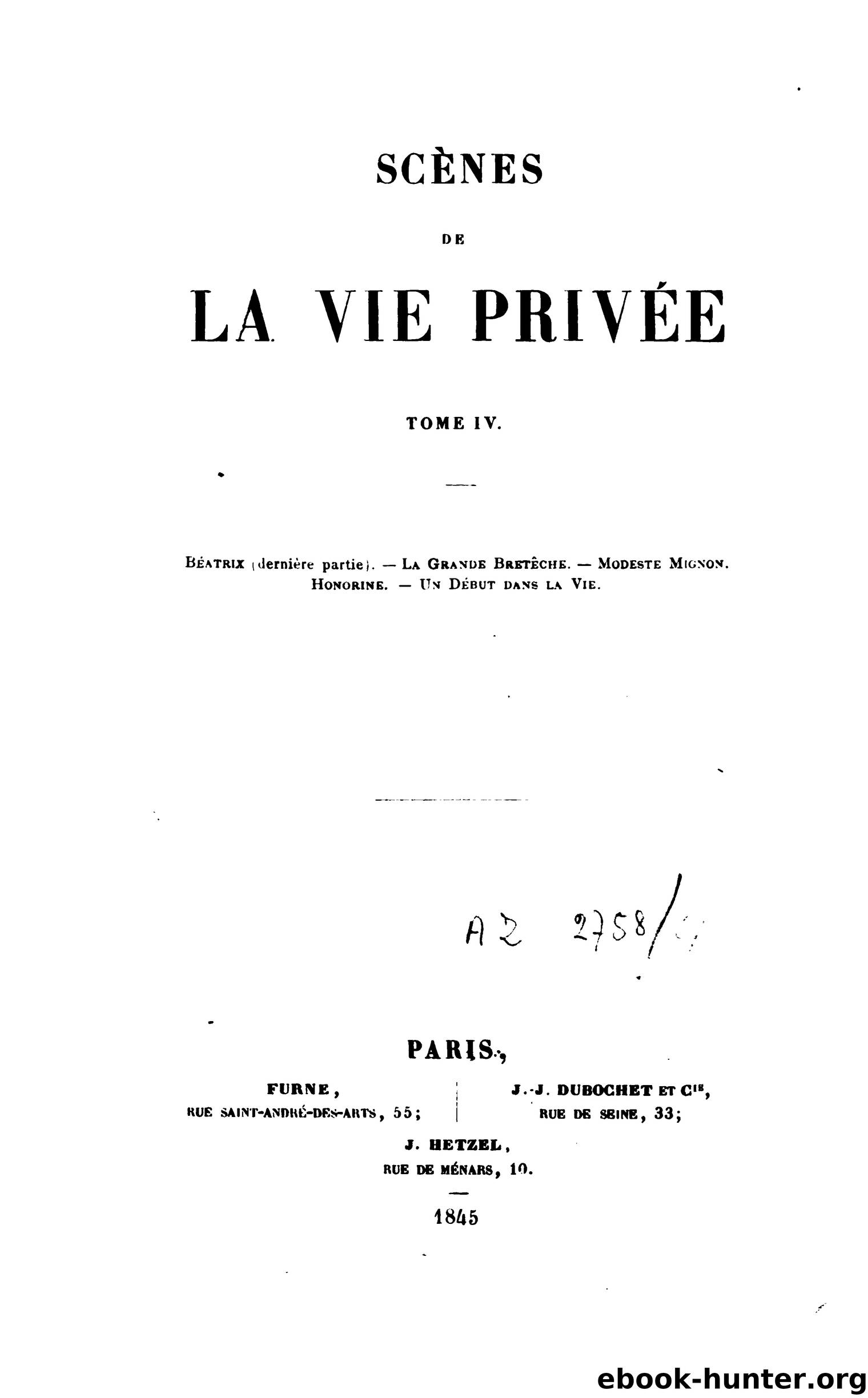 Honorine by Honoré de Balzac
