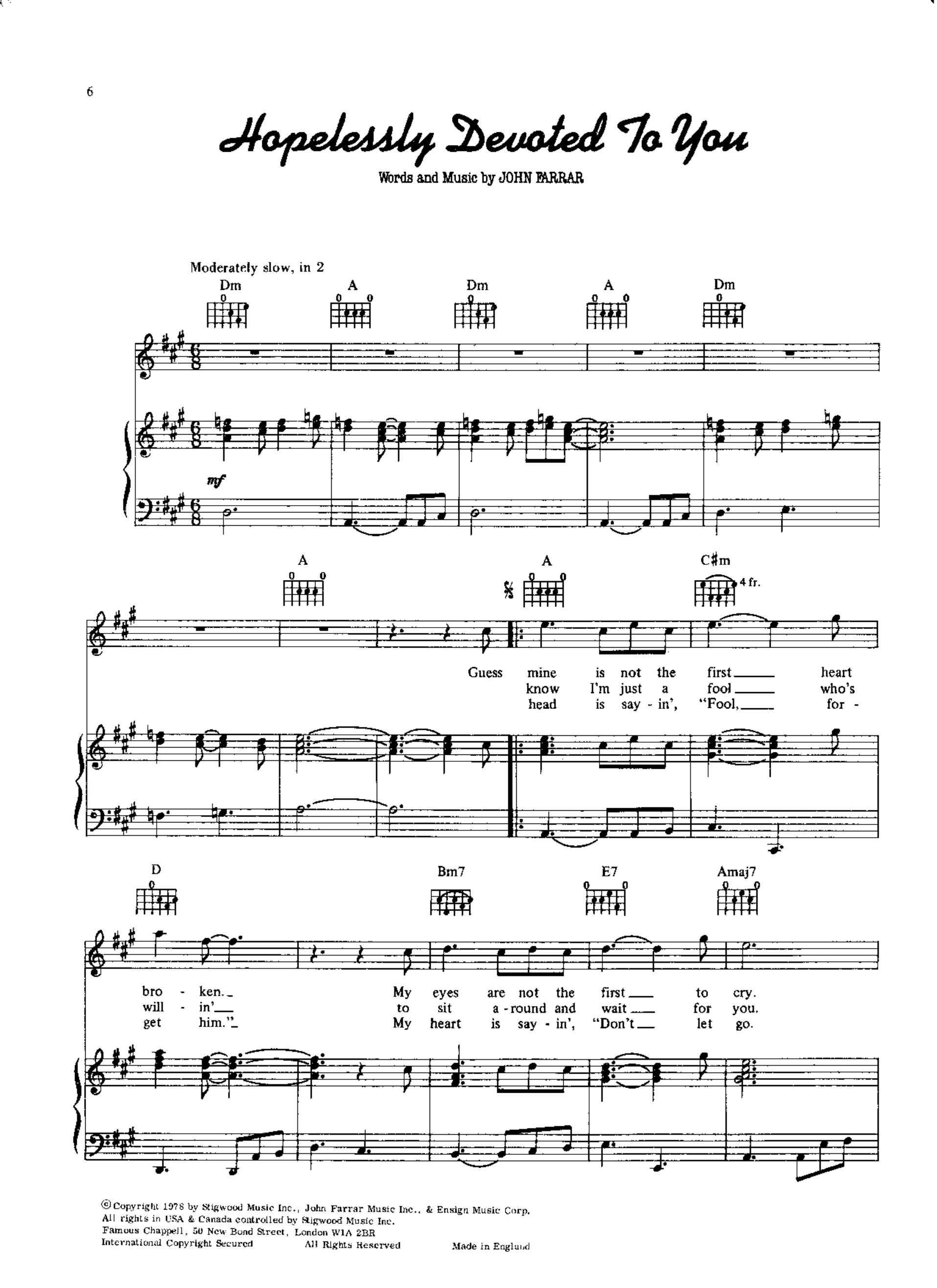 Hopelessly Devoted To You by Unknown