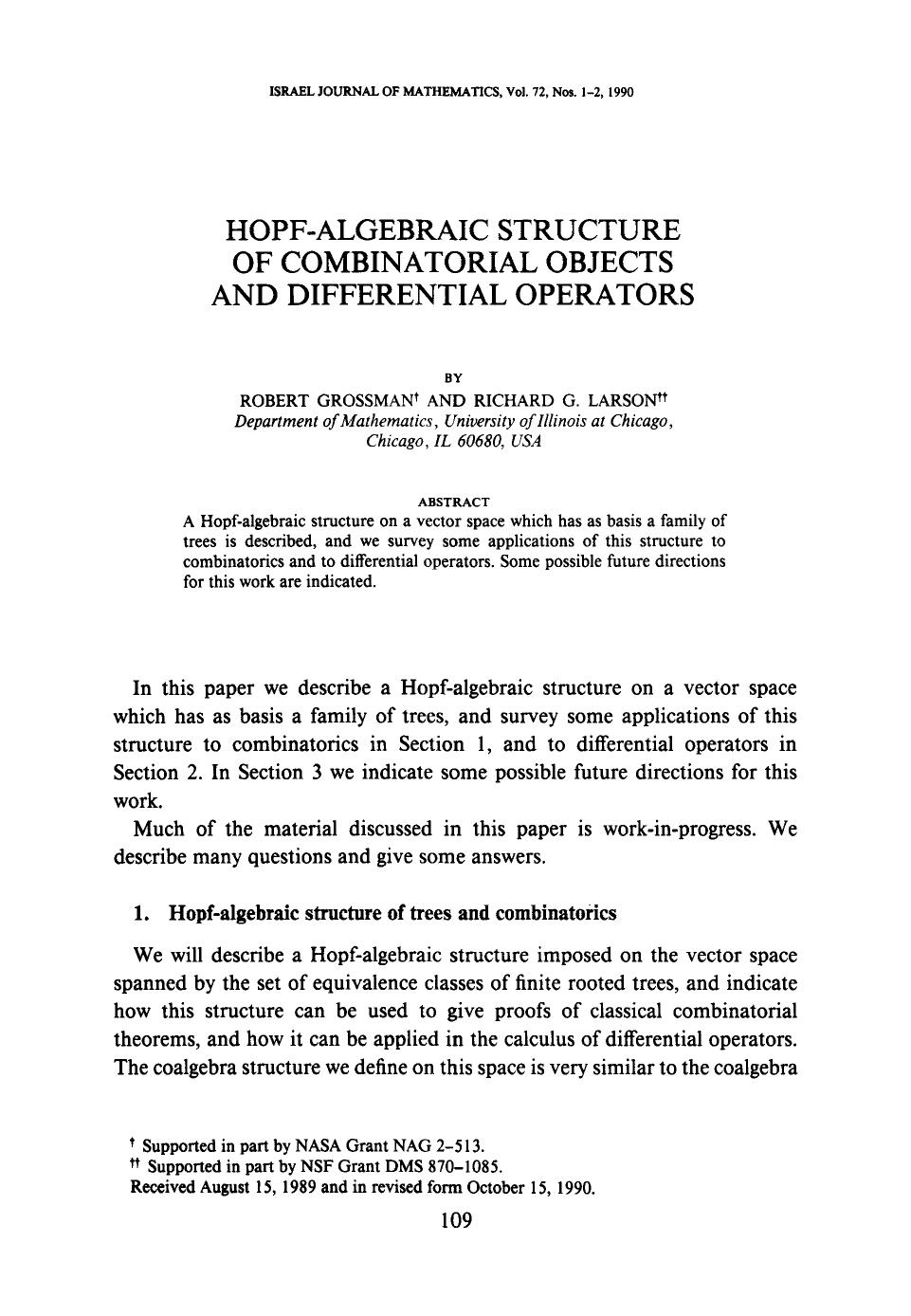Hopf-algebraic structure of combinatorial objects and differential operators by Unknown