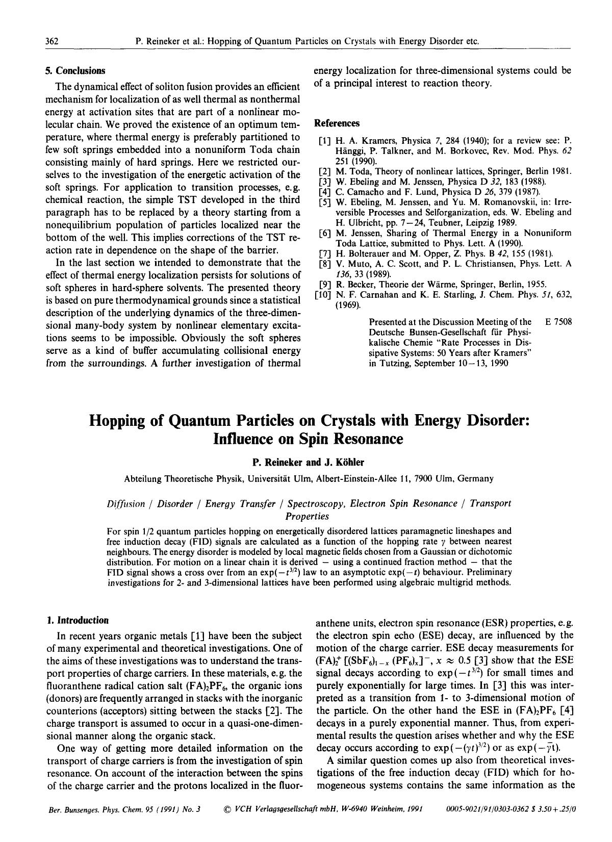 Hopping of Quantum Particles on Crystals with Energy Disorder: Influence on Spin Resonance by Unknown