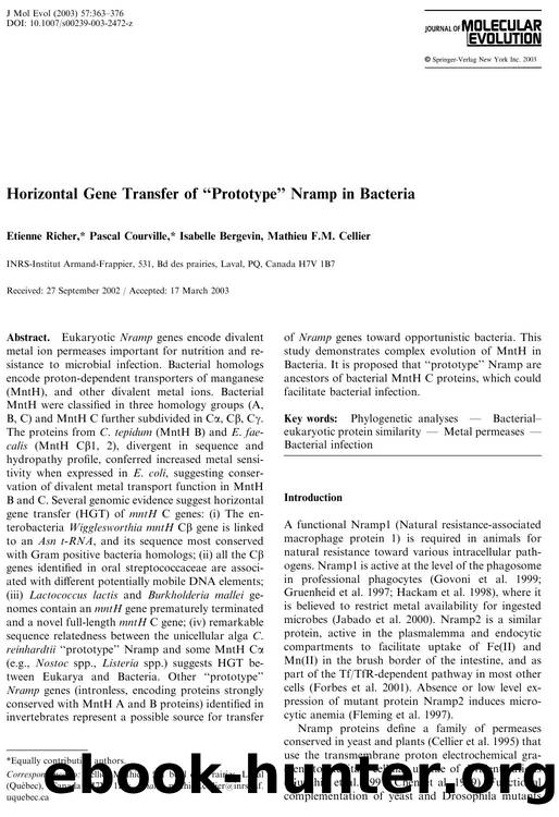 Horizontal Gene Transfer of "Prototype" Nramp in Bacteria by Richer E. et al