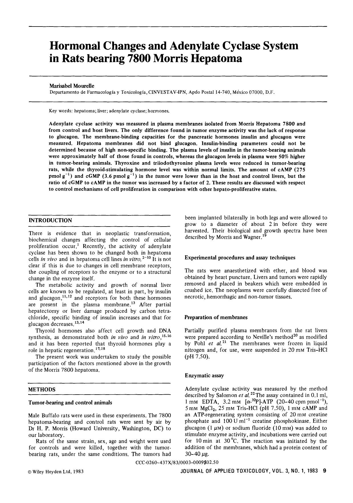 Hormonal changes and adenylate cyclase system in rats bearing 7800 Morris Hepatoma by Unknown