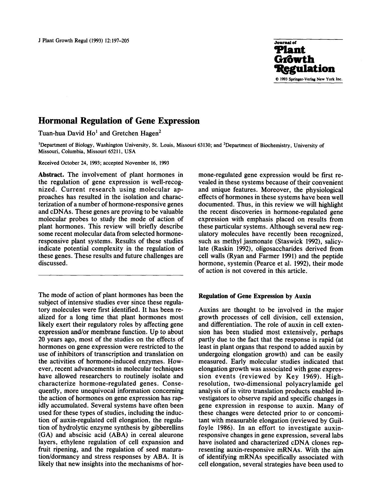 Hormonal regulation of gene expression by Unknown
