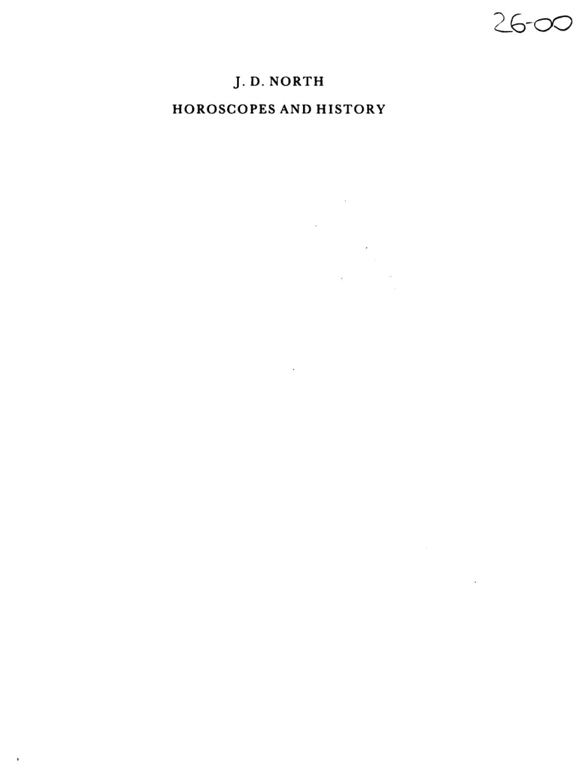 Horoscopes and History by John David North
