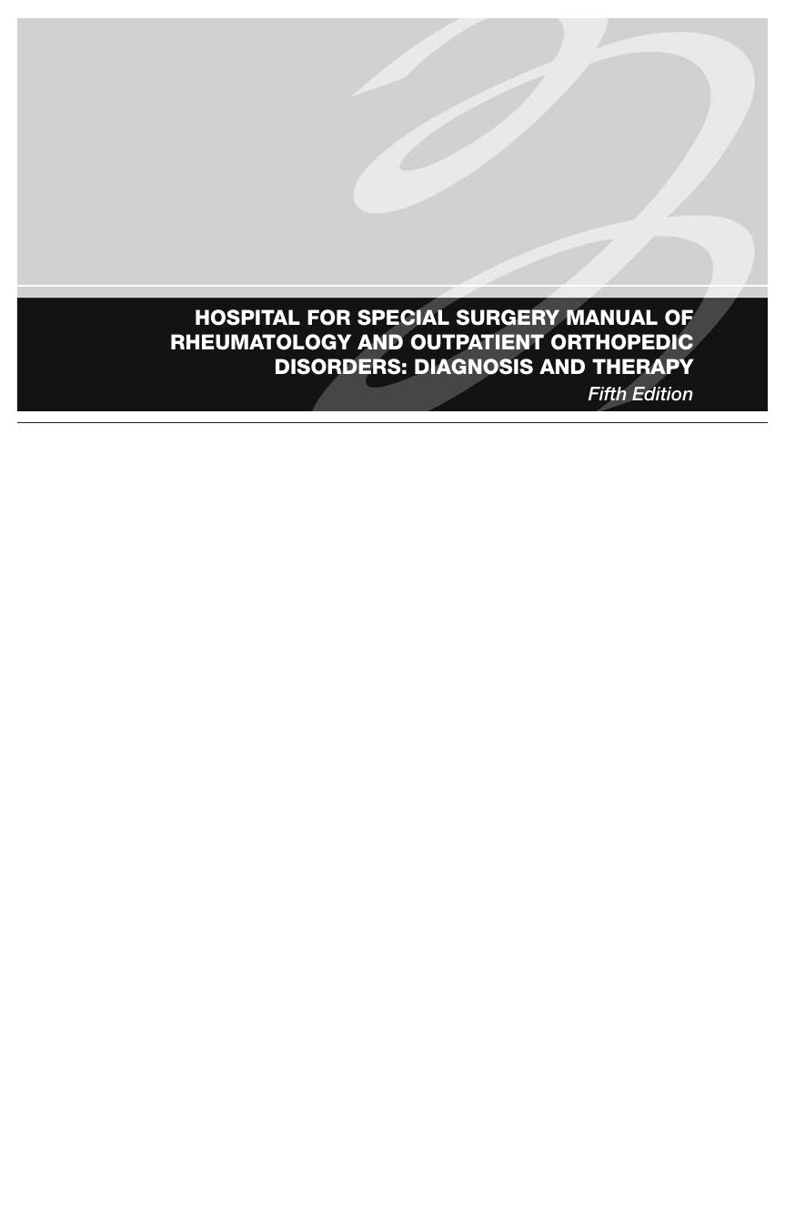 Hospital for Special Surgery Manual of Rheumatology and Outpatient Orthopedic Disorders: Diagnosis and Therapy (Repost) by Unknow