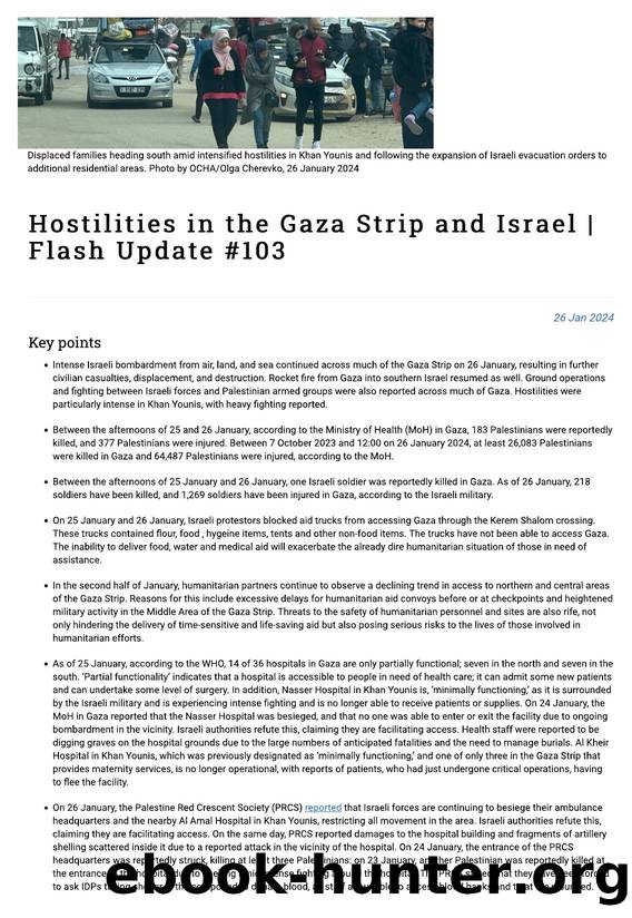 Hostilities in the Gaza Strip and Israel | Flash Update #103 | United Nations Office for the Coordination of Humanitarian Affairs - occupied Palestinian territory by Unknown