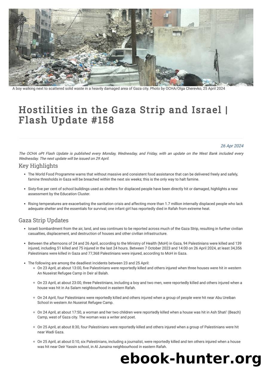 Hostilities in the Gaza Strip and Israel | Flash Update #158 | United Nations Office for the Coordination of Humanitarian Affairs - occupied Palestinian territory by Unknown