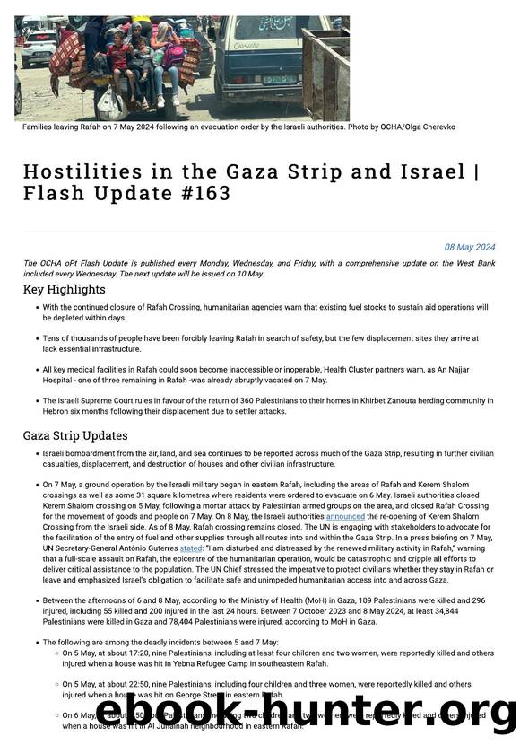 Hostilities in the Gaza Strip and Israel | Flash Update #163 | United Nations Office for the Coordination of Humanitarian Affairs - occupied Palestinian territory by USER